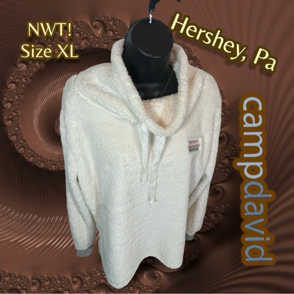 Hershey Pennsylvania NWT campdavid Fluffy Cowl Neck Teddy Bear Fleece Size XL